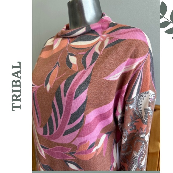 Tribal Denise Drop Shoulder Funnel Neck Top in Marsala - 5672O-4214 Pink Medium - Picture 5 of 7